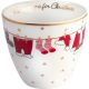Greengate Latte Cup HOME FOR XMAS Weiß mit Goldrand Porzellan Tasse mit Motiv Weihnachten 300 ml Greengate Becher Nr STWLATPHFX0106