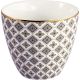 Greengate Latte Cup VELMA Gold mit Grauen und goldenen Blümchen Muster Porzellan Tasse mit Goldrand 300 ml Greengate Becher Nr STWLATPVEL6006