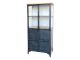 Chic Antique Vitrinen Schrank FACTORY Antik Kohle Grau mit 2 Türen 64x140 cm Metallschrank mit Glastüren CA Nr 41373-24